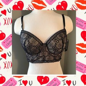 Floral lace demi push up bra w/underwire
